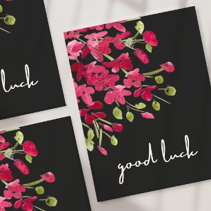 Elegant "Good Luck" Watercolor Wildflower Card