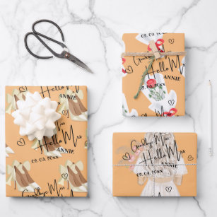 Simple Miss to Mrs Black Bridal Shower Wrapping Paper
