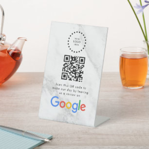 Elegant Google reviews qr code tabletop sign