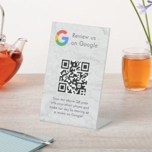 Elegant Google reviews qr code tabletop sign