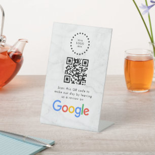 Elegant Google reviews qr code tabletop sign