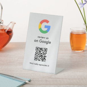 Elegant Google reviews qr code tabletop sign
