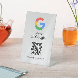 Elegant Google reviews qr code tabletop sign