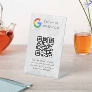 Elegant Google reviews qr code tabletop sign