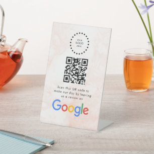 Elegant Google reviews qr code tabletop sign