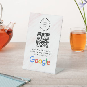 Elegant Google reviews qr code tabletop sign