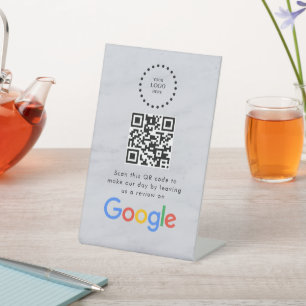 Elegant Google reviews qr code tabletop sign