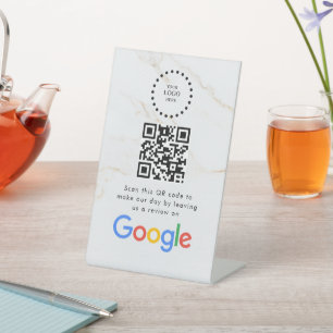 Elegant Google reviews qr code tabletop sign
