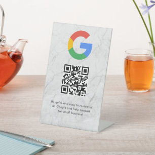 Elegant Google reviews qr code tabletop sign