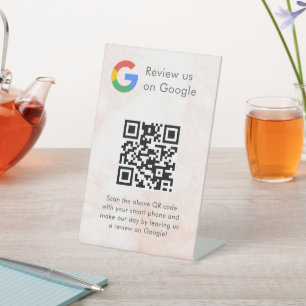 Elegant Google reviews qr code tabletop sign