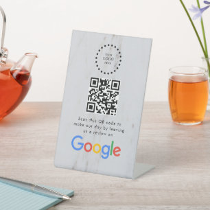 Elegant Google reviews qr code tabletop sign