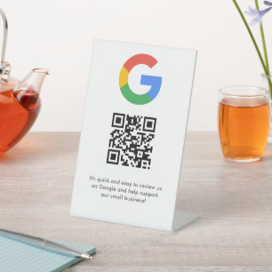 Elegant Google reviews qr code tabletop sign