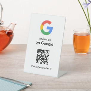 Elegant Google reviews qr code tabletop sign