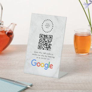 Elegant Google reviews qr code tabletop sign