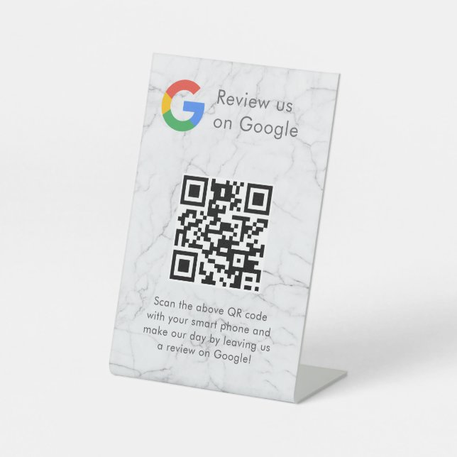 Elegant Google reviews qr code tabletop sign (Front)