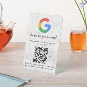 Elegant Google reviews qr code tabletop sign