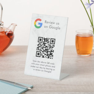 Elegant Google reviews qr code tabletop sign
