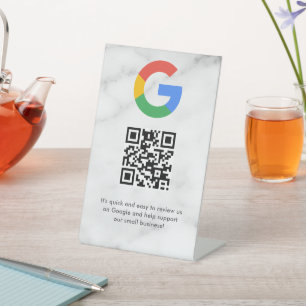Elegant Google reviews qr code tabletop sign