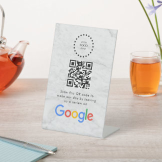 Elegant Google reviews qr code tabletop sign