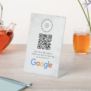Elegant Google reviews qr code tabletop sign