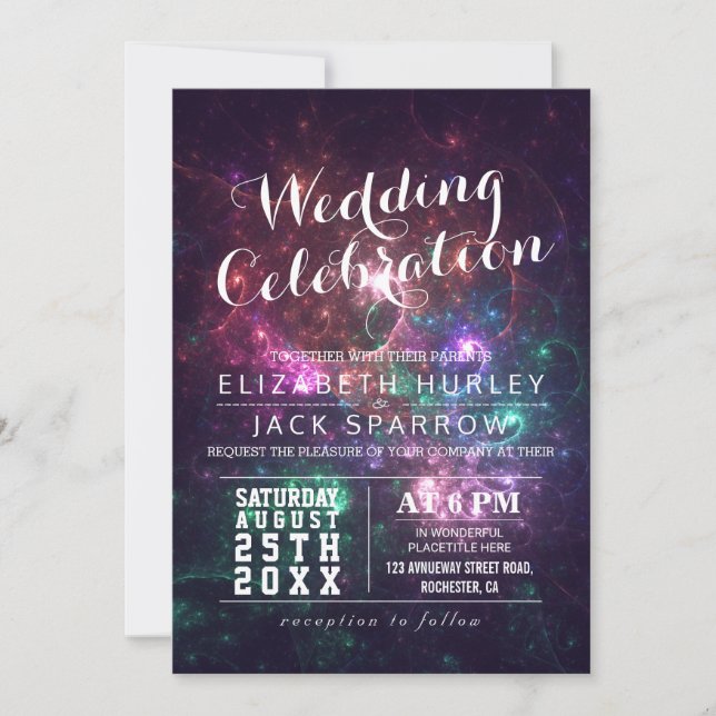 Elegant Gorgeous Galaxy Wedding Invitations (Front)