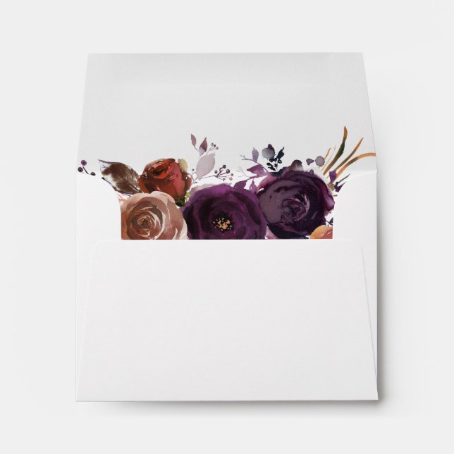 Elegant Gorgeous Purple Floral RSVP Wedding Envelope (Back (Bottom))