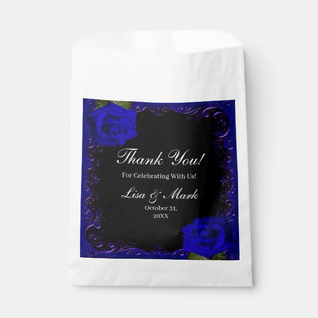 Elegant Goth Blue Roses Favor Bag (Front)