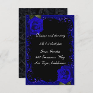 Elegant Goth Blue Roses Reception Card