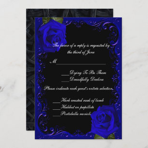 Elegant Goth Blue Roses Response Card