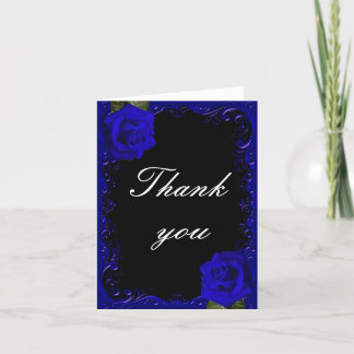 Elegant Goth Blue Roses Thank You Card