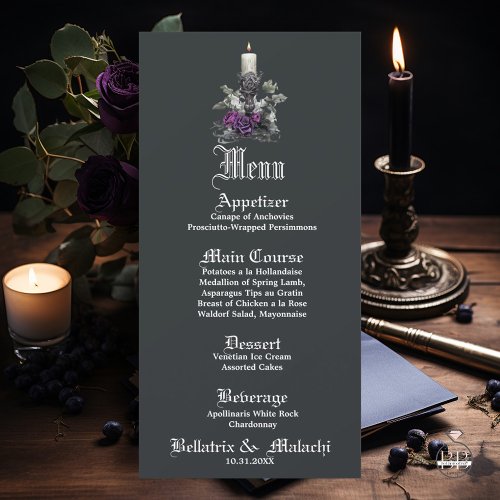 Elegant Goth Deep Amethyst Purple Rose Candle