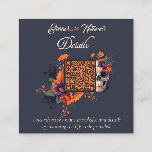 Elegant Goth Floral Minimal Budget QR code Details Enclosure Card