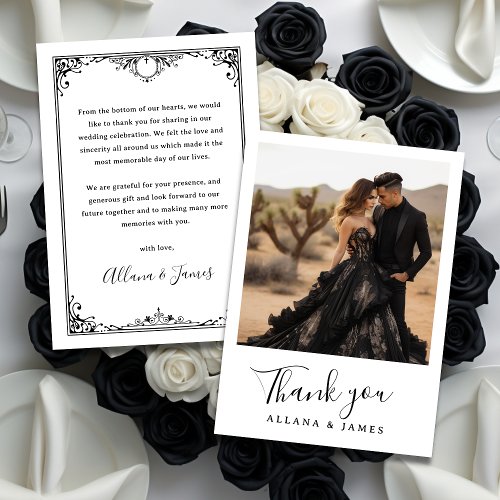 Elegant Goth Glam Wedding Thank You Card