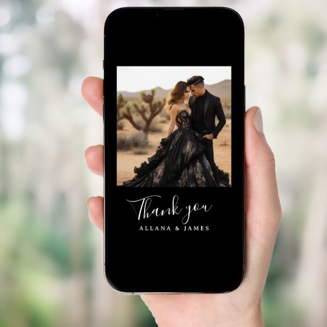 Elegant Goth Glam Wedding Thank You Card (Front Digital)