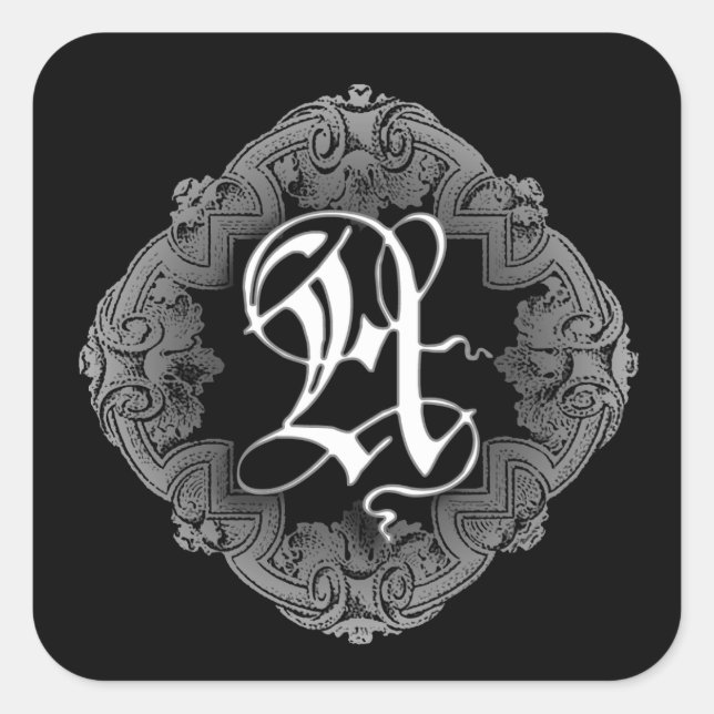 Elegant Goth Initial A Sticker (Front)