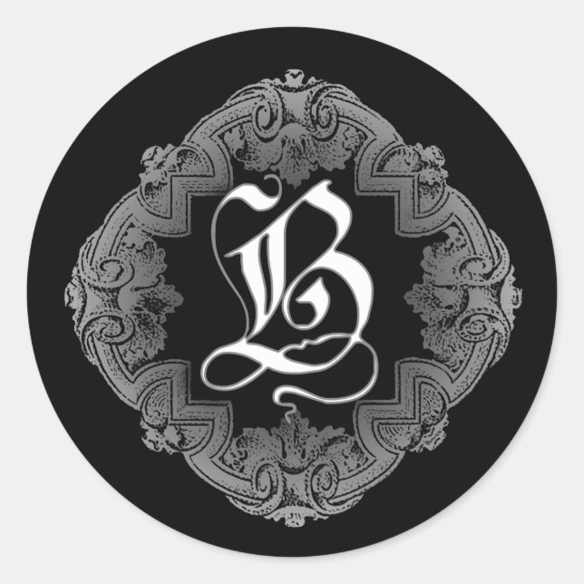 Elegant Goth Initial B Sticker (Front)