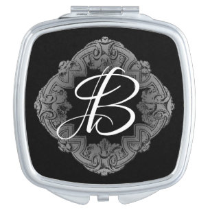 Elegant Goth Initial Compact Mirror