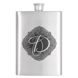 Elegant Goth Initial Flask