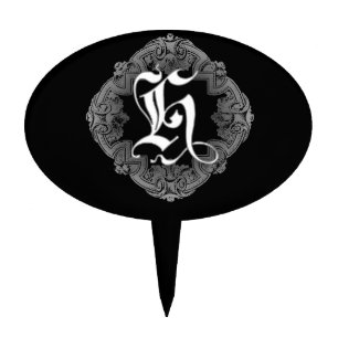 Elegant Goth Initial H Cake Topper