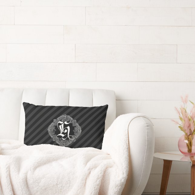 Elegant Goth Initial H Lumbar Pillow (Couch)