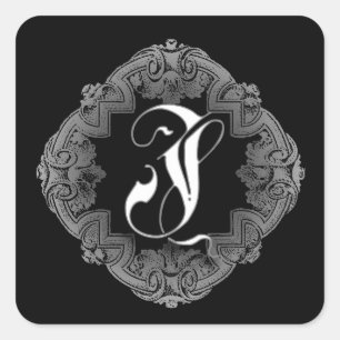 Elegant Goth Initial J Square Sticker