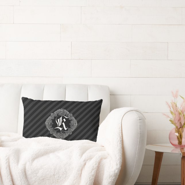 Elegant Goth Initial K Lumbar Pillow (Couch)
