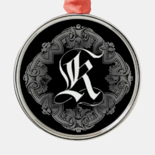 Elegant Goth Initial K Metal Ornament