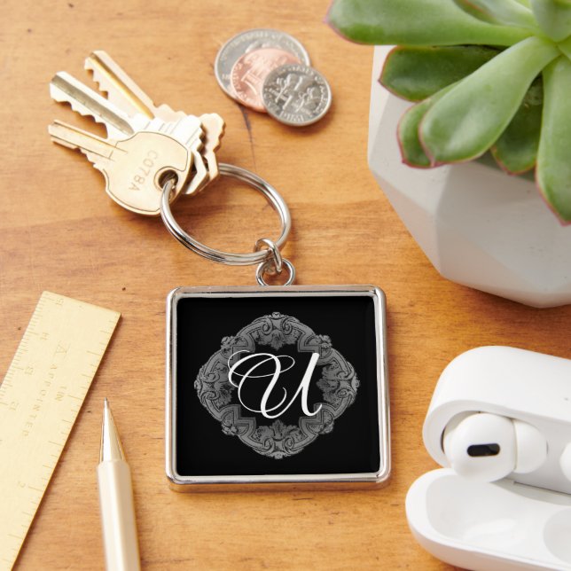 Elegant Goth Initial Keychain (Desk)