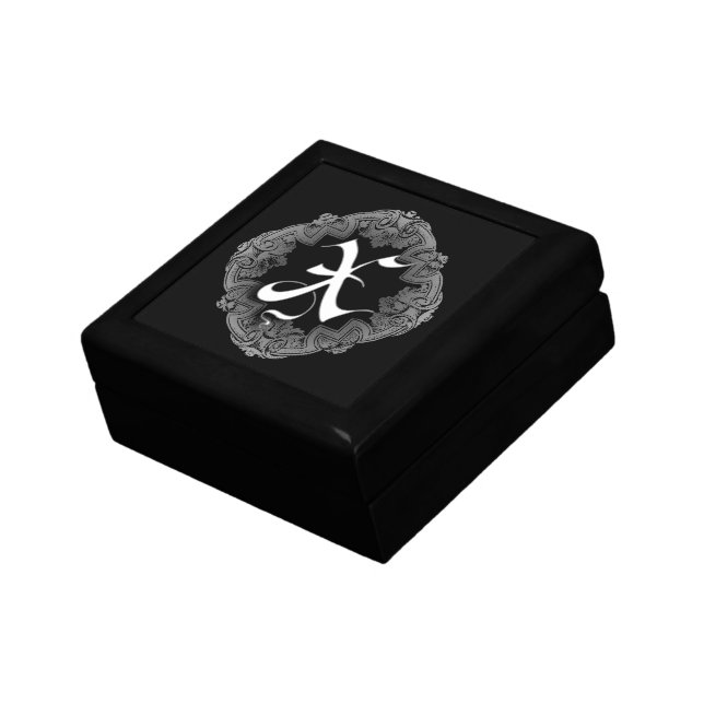 Elegant Goth Initial N Keepsake Box (Side)