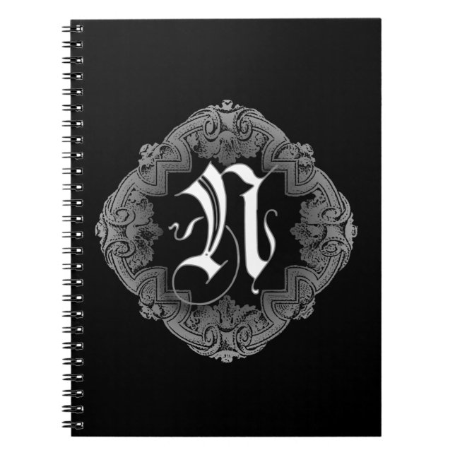 Elegant Goth Initial N Notebook (Front)