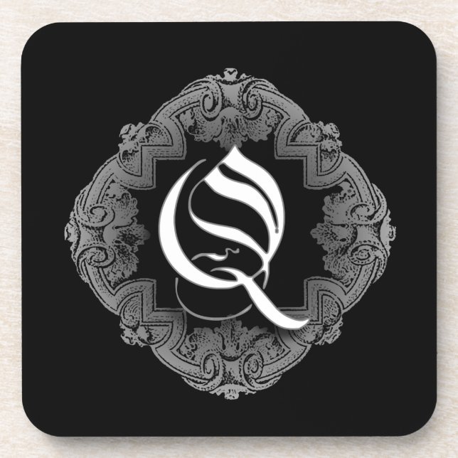 Elegant Goth Initial Q Coaster (Front)
