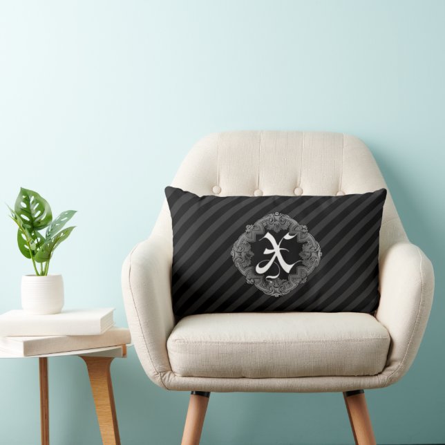 Elegant Goth Initial X Lumbar Pillow (Chair)