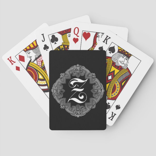 Elegant Goth Initial Z Poker Cards (Back)