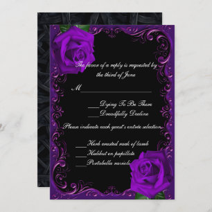 Elegant Goth Purple Roses Response Card